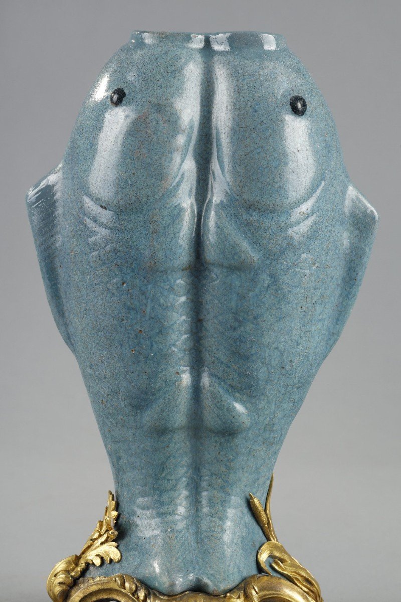 Vase En Terre émaillée Bleue, Chine XVIIIe-photo-4