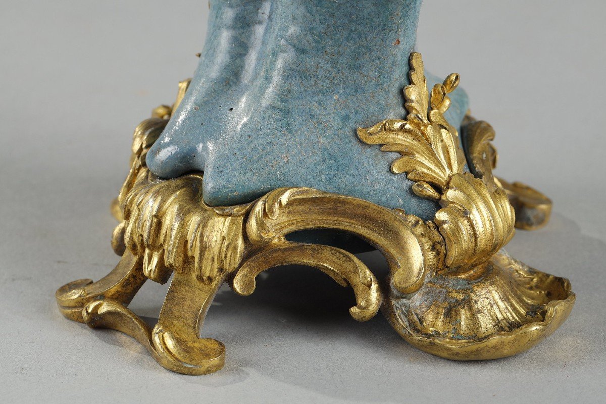 Blue Glazed Earthenware Vase, 18th Century China-photo-5