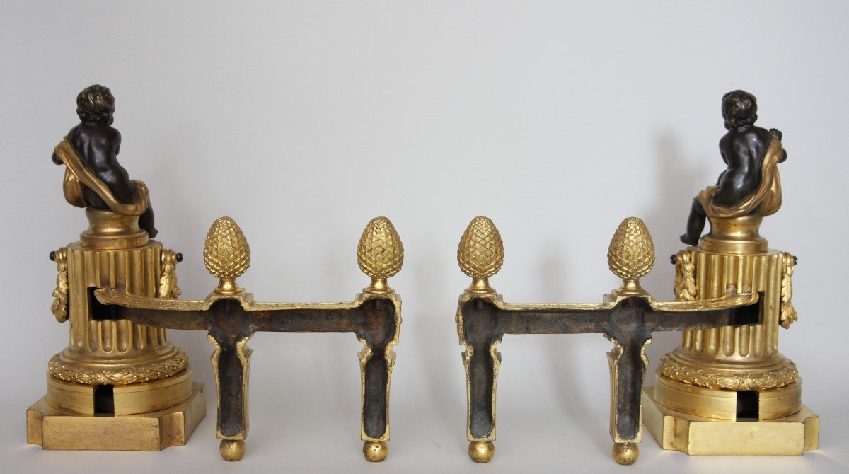 Paire De Chenets d'époque Louis XVI-photo-3