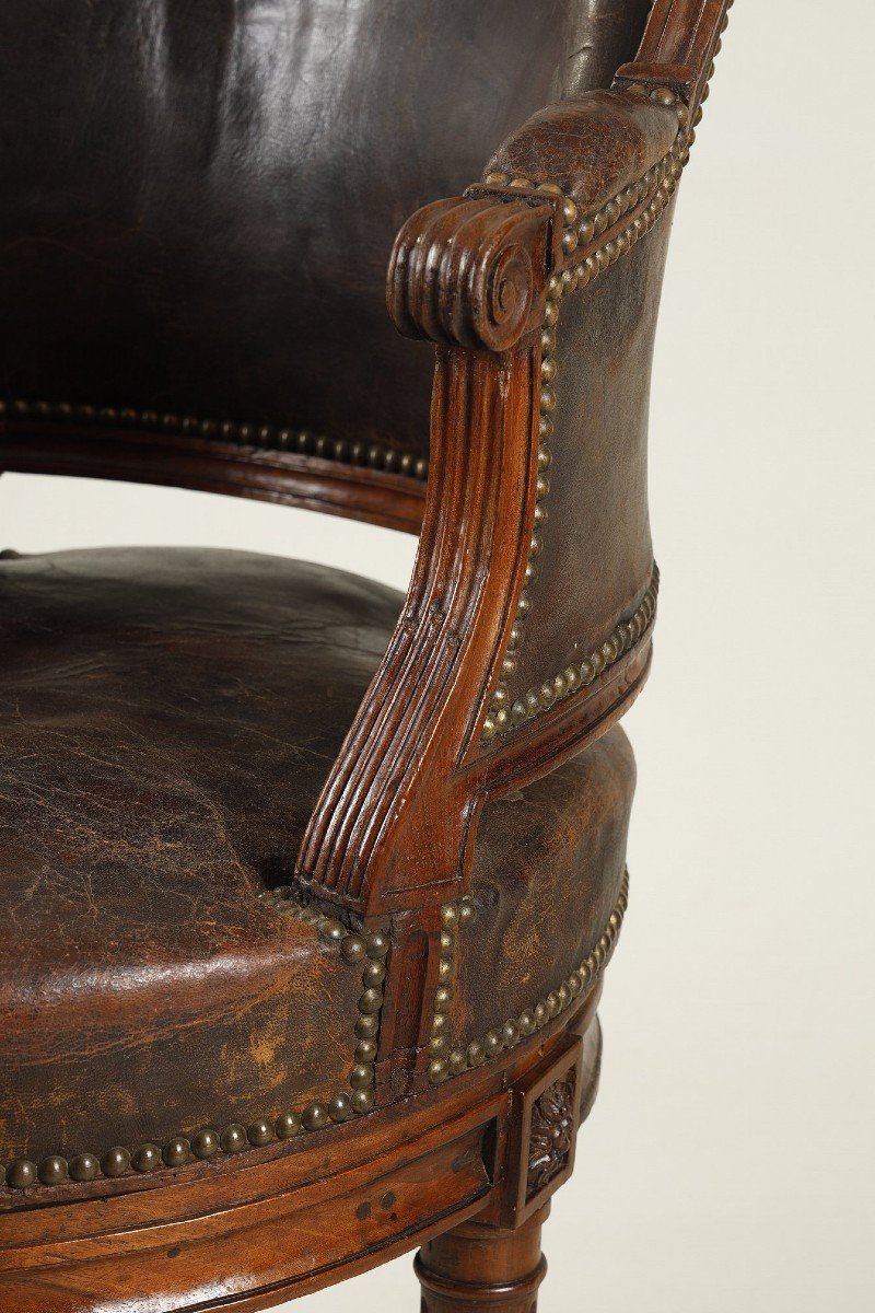 Large Swivel Armchair Of Desk, Louis XVI Period-photo-3