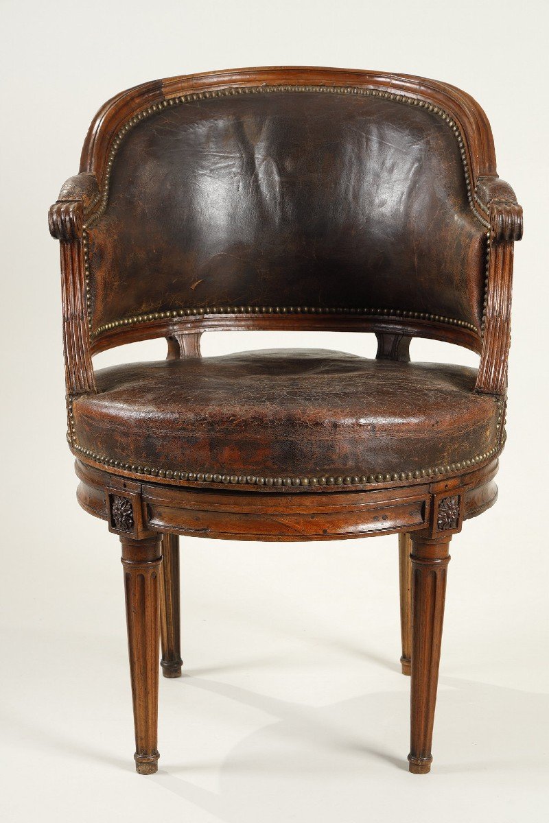 Large Swivel Armchair Of Desk, Louis XVI Period-photo-1