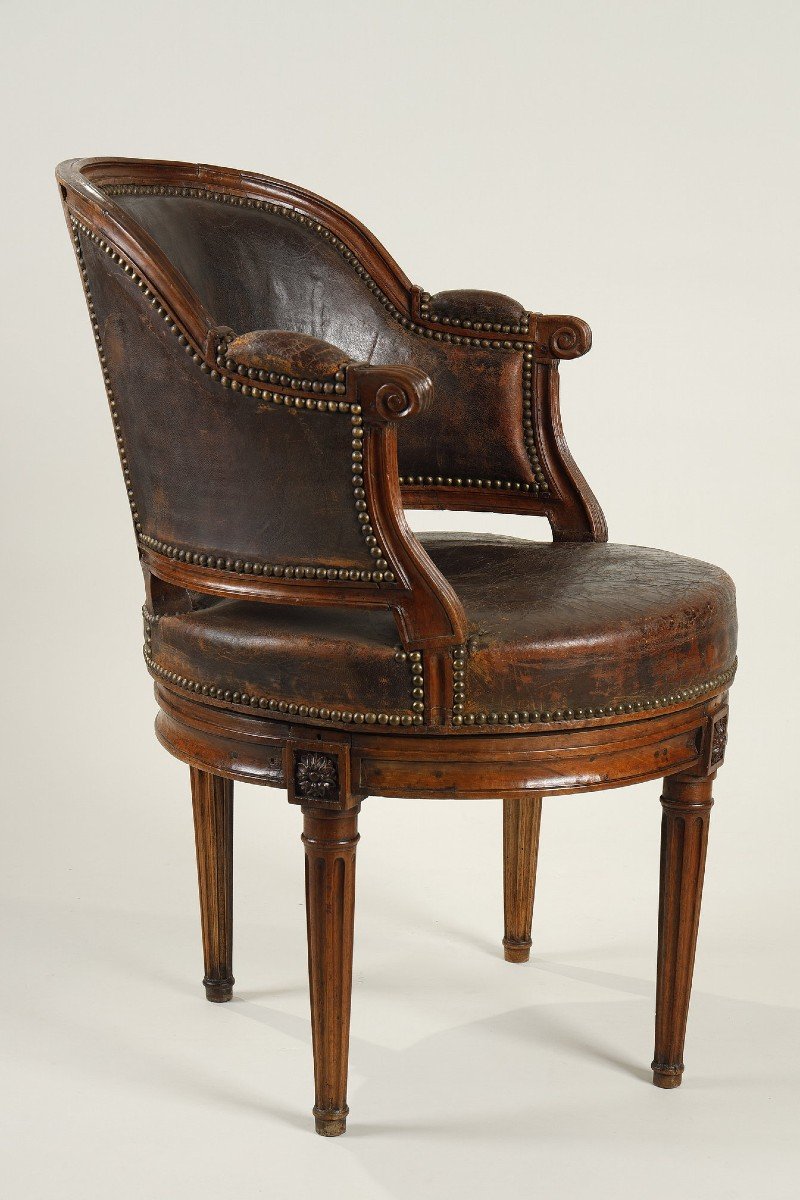Large Swivel Armchair Of Desk, Louis XVI Period-photo-3