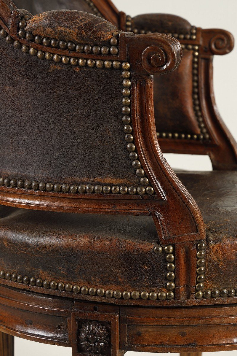 Large Swivel Armchair Of Desk, Louis XVI Period-photo-4