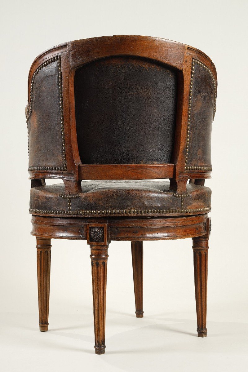 Large Swivel Armchair Of Desk, Louis XVI Period-photo-5