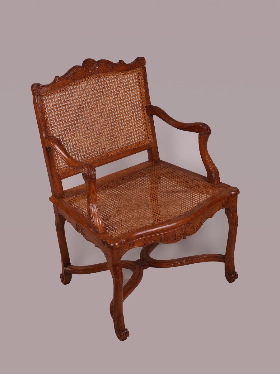 Suite Of Four Cane Armchairs From The Regency Period-photo-2