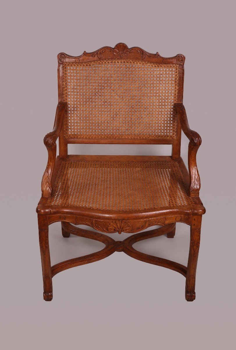 Suite Of Four Cane Armchairs From The Regency Period-photo-3