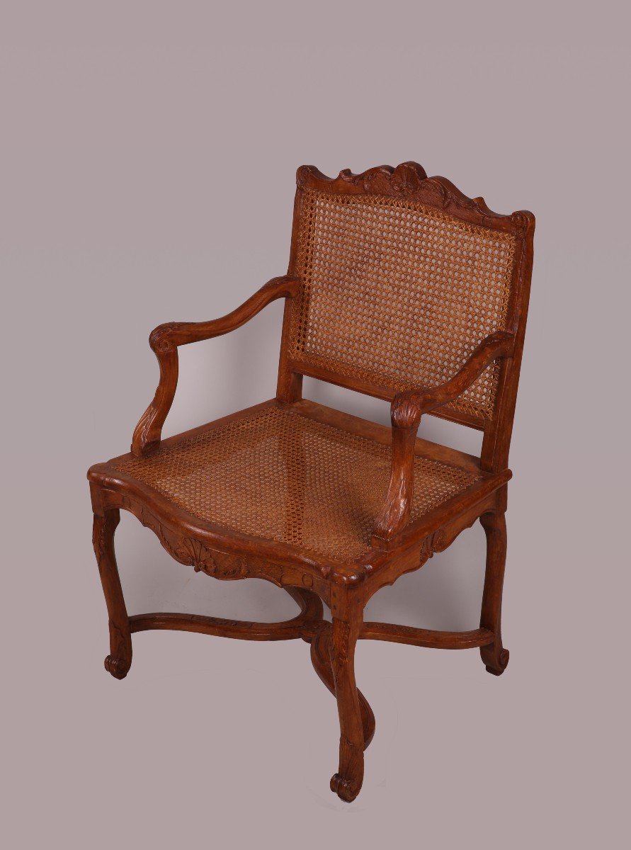 Suite Of Four Cane Armchairs From The Regency Period-photo-4