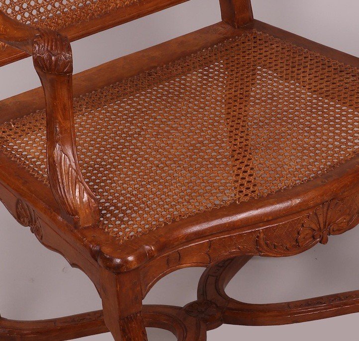 Suite Of Four Cane Armchairs From The Regency Period-photo-7