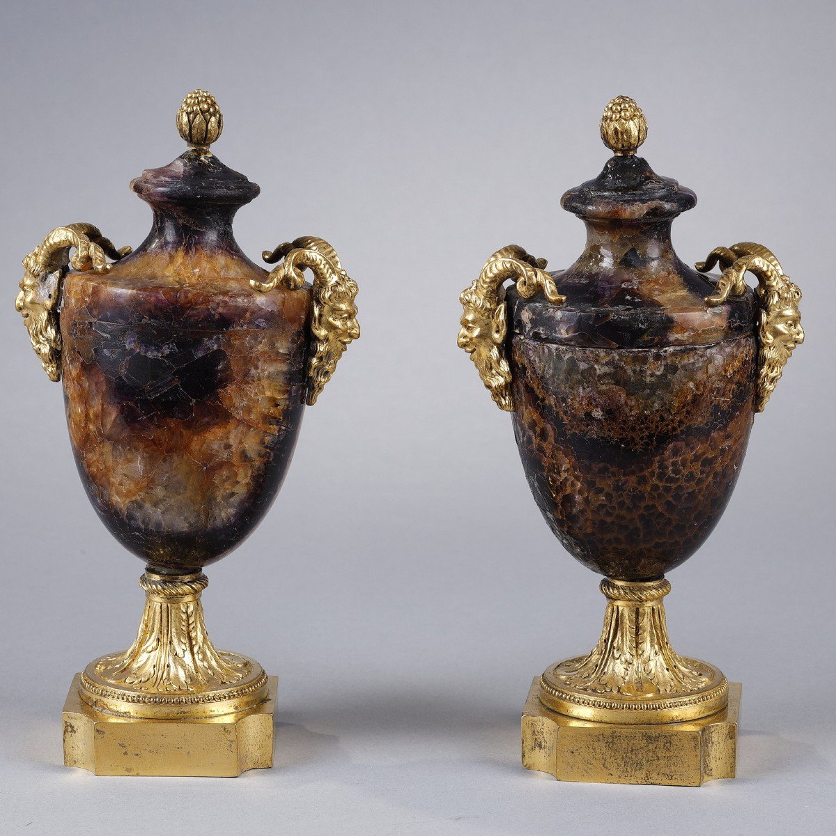 Rare Pair Of Blue John Urn Vases-photo-2