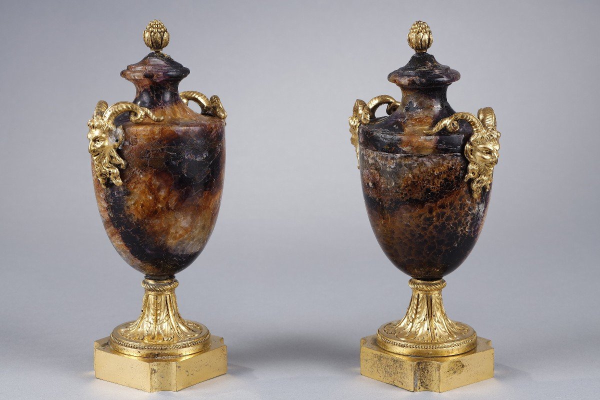 Rare Pair Of Blue John Urn Vases-photo-4