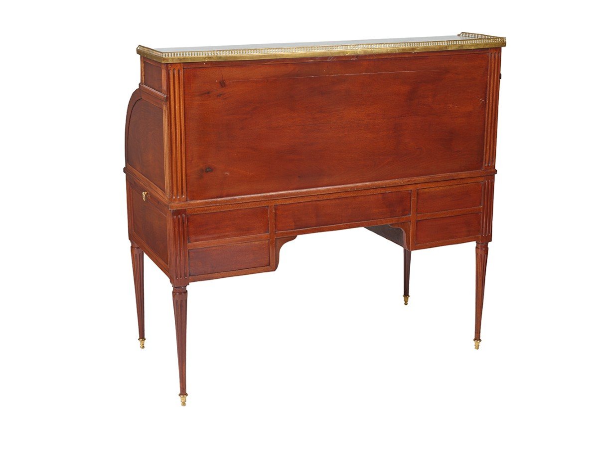 Mahogany Cylinder Desk Stamped By Etienne Avril-photo-3