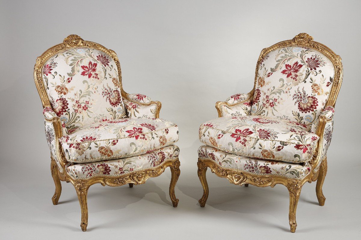 Pair Of Louis XV Bergeres Attributed To Jean Baptiste II Tilliard
