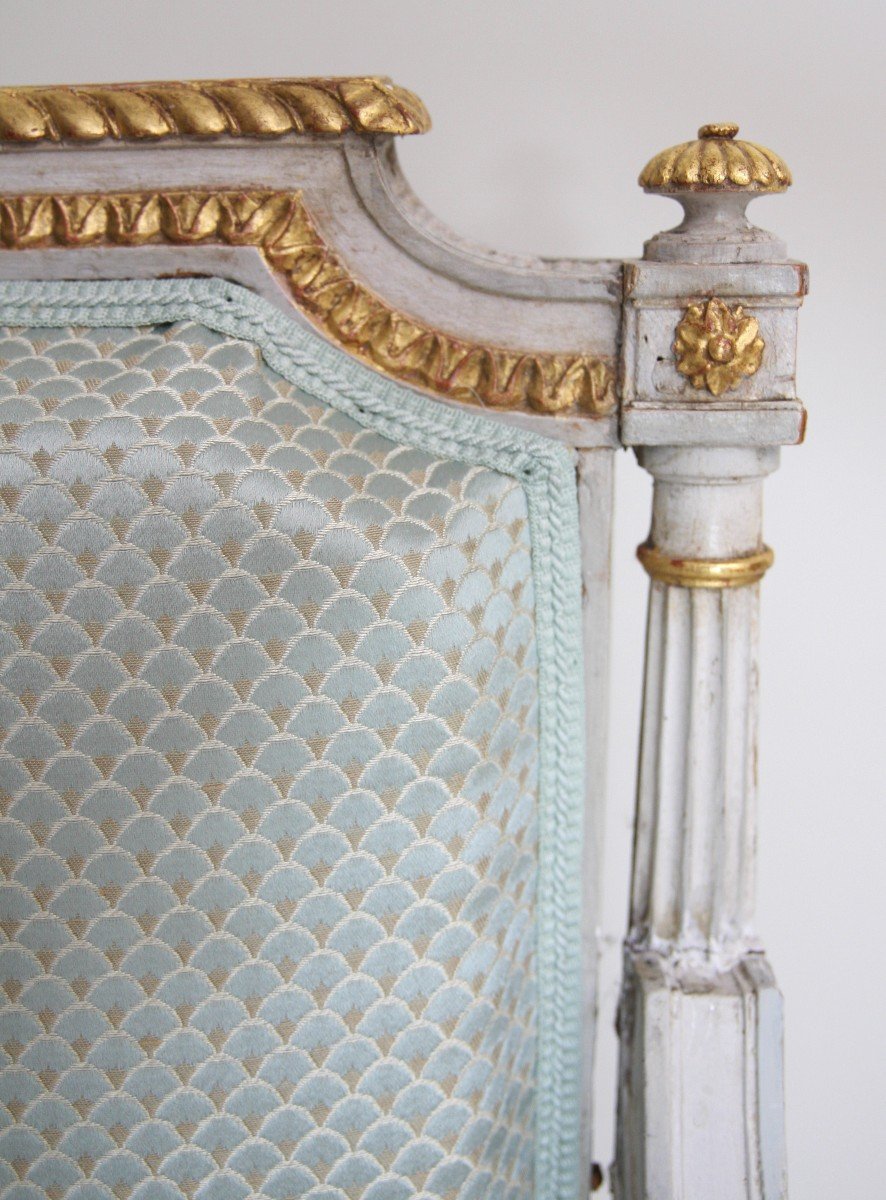 Grand Salon d'époque Louis XVI En Bois Laqué Et Doré-photo-2