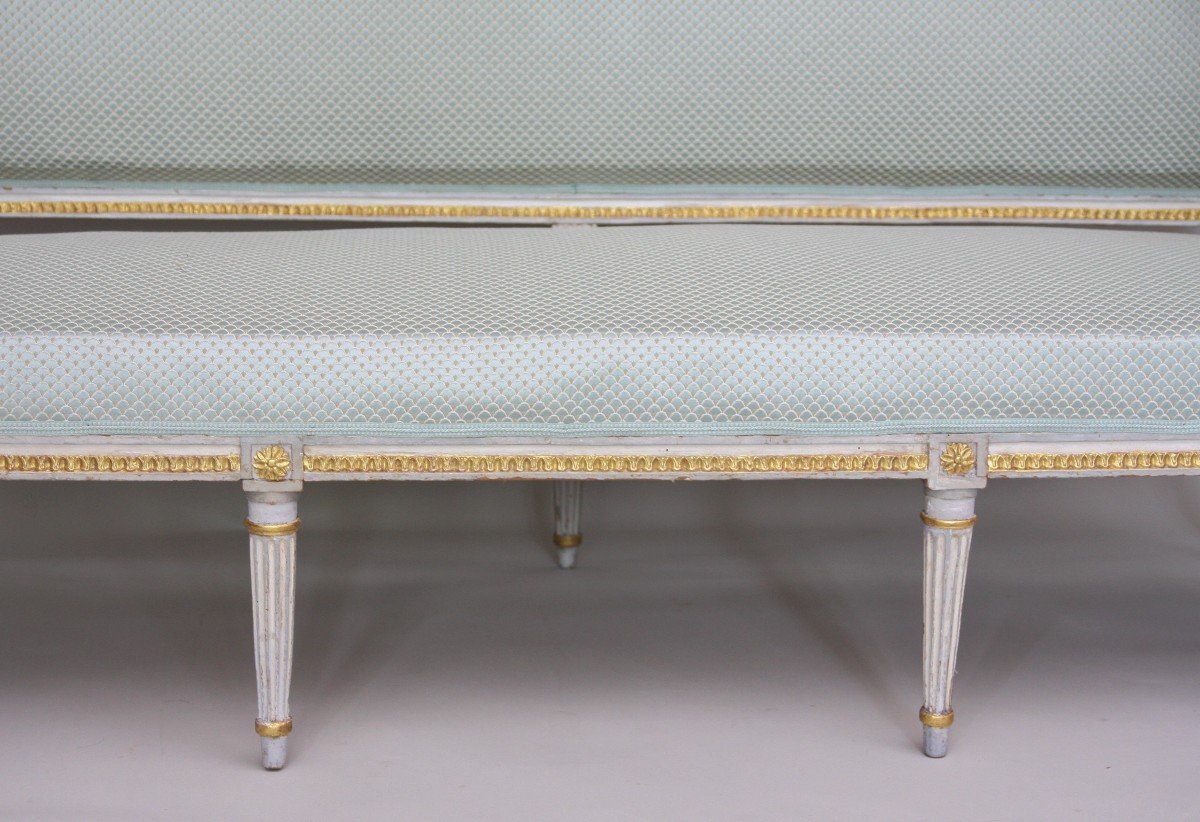 Grand Salon d'époque Louis XVI En Bois Laqué Et Doré-photo-6