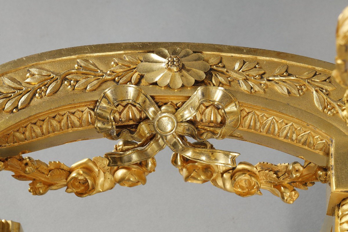 Pair Of Louis XVI Period Andirons In Gilded Bronze-photo-4