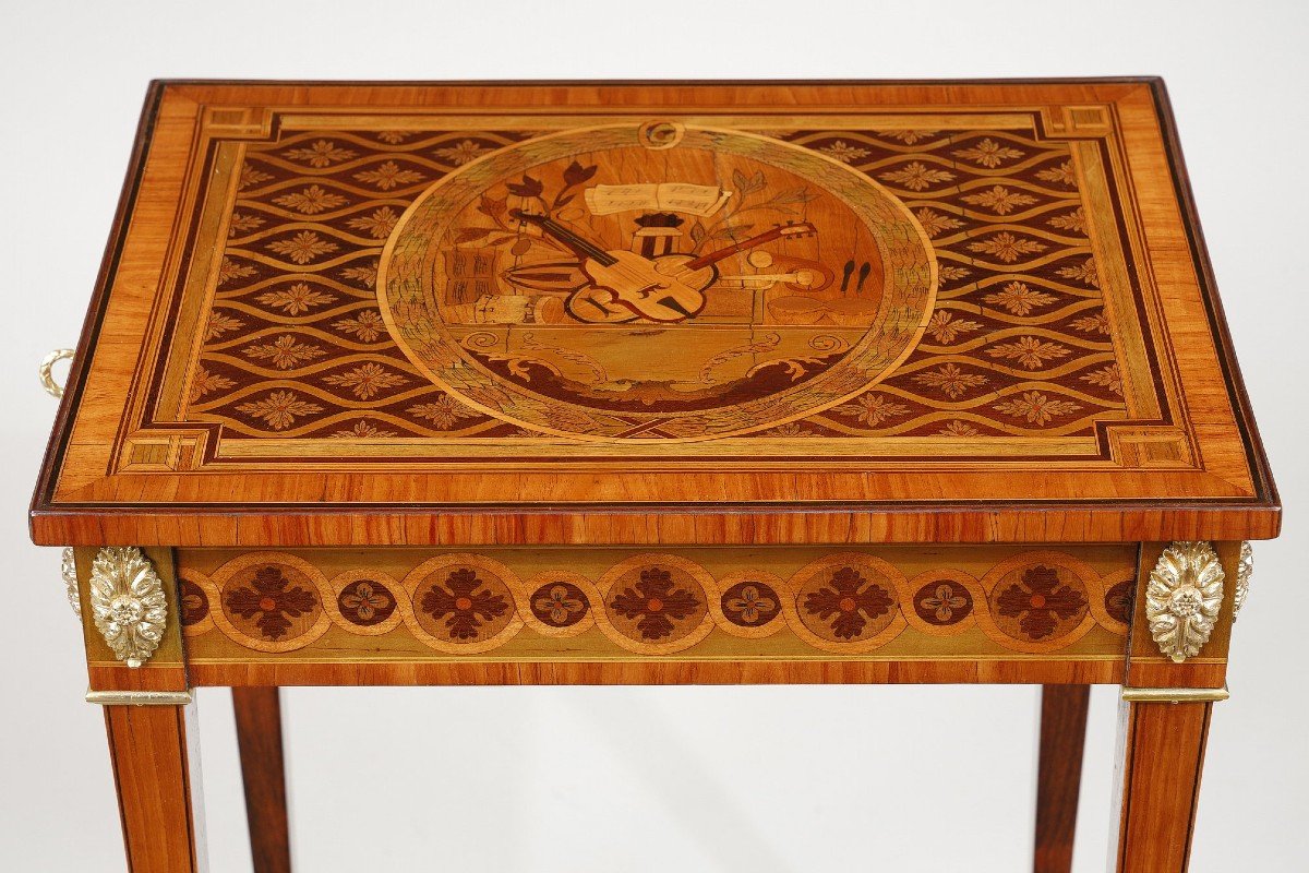 Small Move Table In Marquetry, Louis XVI Period-photo-2