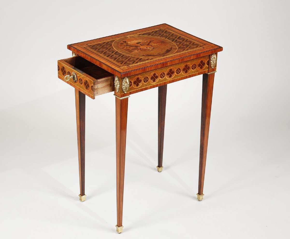 Small Move Table In Marquetry, Louis XVI Period