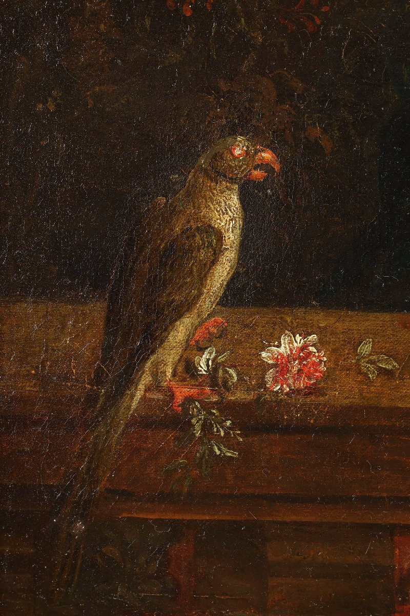 Portrait Of A Lady With A Parrot, Attributed To Pierre Gobert-photo-2