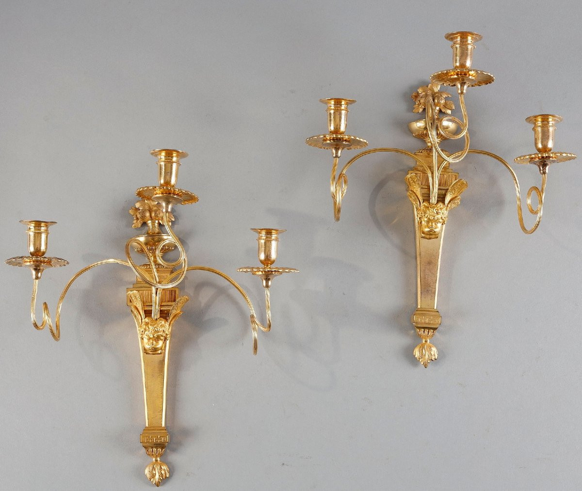 Paire d'appliques à tête de Putto aillé, attribuée à Claude Galle-photo-7