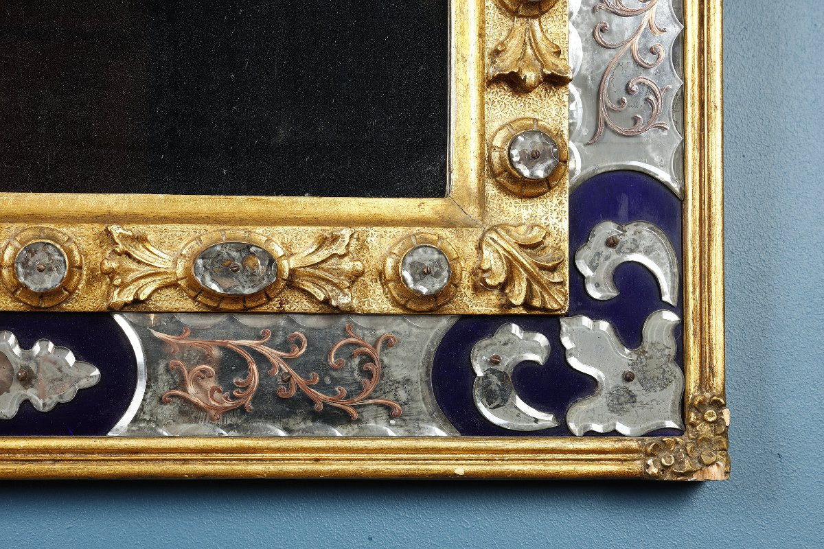 Large Venetian Mirror With A Pediment Bearing The Coat Of Arms Of The Doges From The 19th Century-photo-4