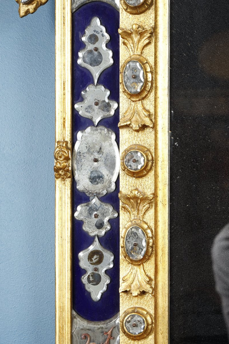 Large Venetian Mirror With A Pediment Bearing The Coat Of Arms Of The Doges From The 19th Century-photo-6