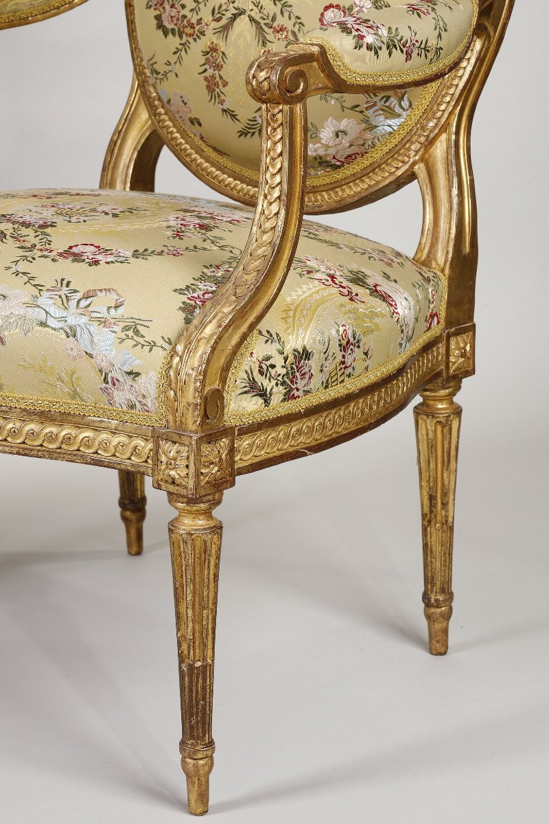 Paire de fauteuils Louis XVI estampillé de Jean Baptiste Sené-photo-3