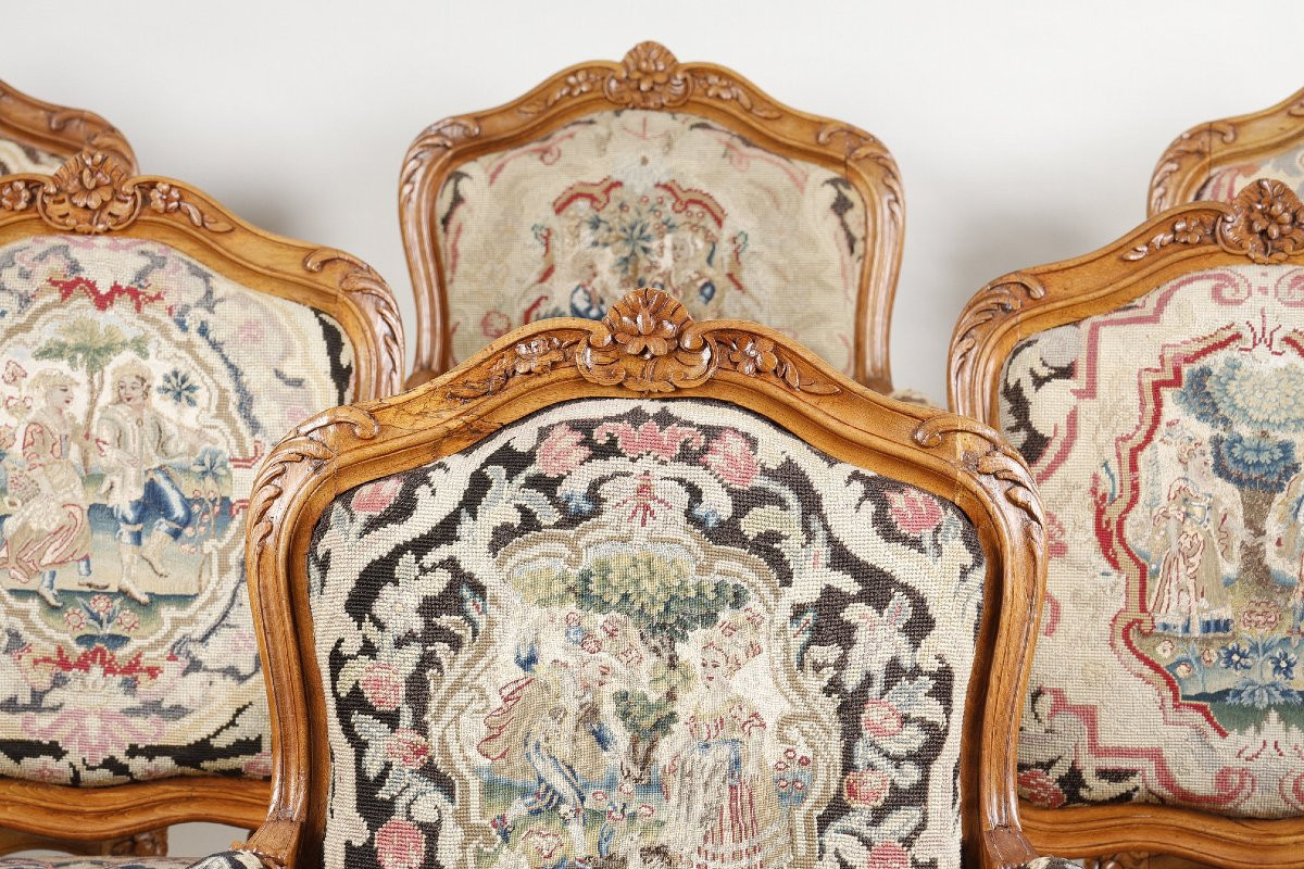 Suite de 6 fauteuils à châssis  Estampillés de Jacques Pierre LETELIER-photo-3