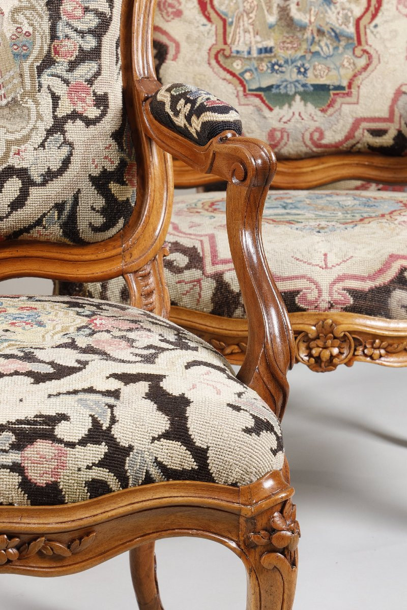 Suite de 6 fauteuils à châssis  Estampillés de Jacques Pierre LETELIER-photo-4