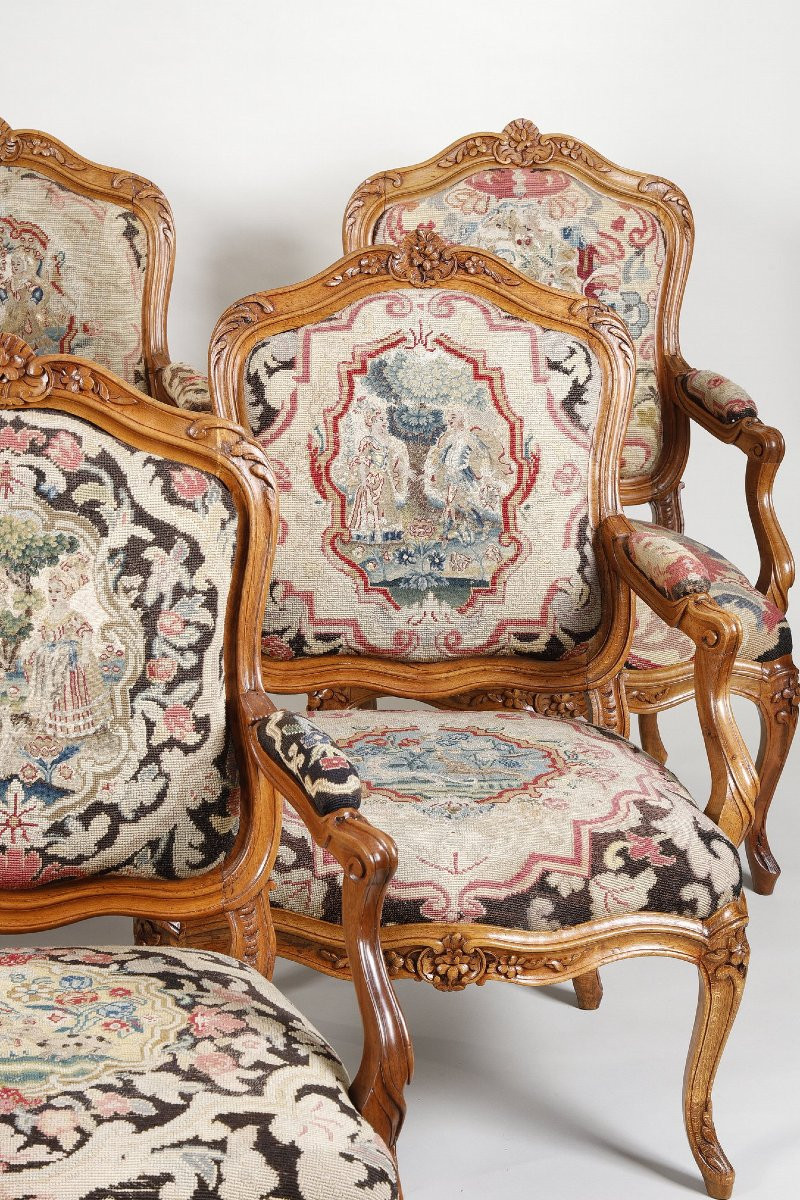 Suite de 6 fauteuils à châssis  Estampillés de Jacques Pierre LETELIER-photo-2