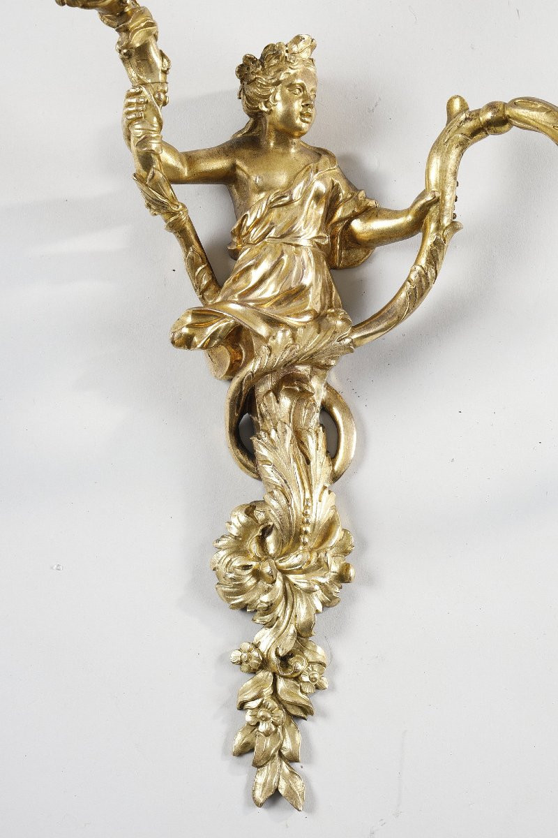 Pair Of Regency Period Gilt Bronze Sconces Attributed To Charles Cressent-photo-2