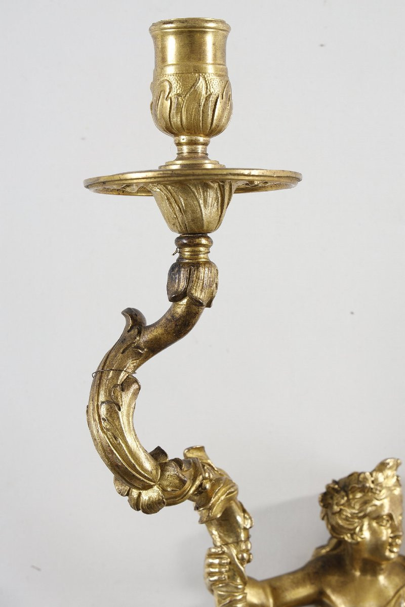 Pair Of Regency Period Gilt Bronze Sconces Attributed To Charles Cressent-photo-3
