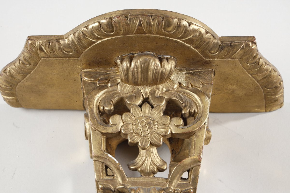 Paire de petites consoles d'applique en bois doré  d'époque Regence-photo-3