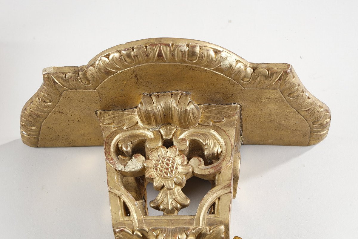 Paire de petites consoles d'applique en bois doré  d'époque Regence-photo-4