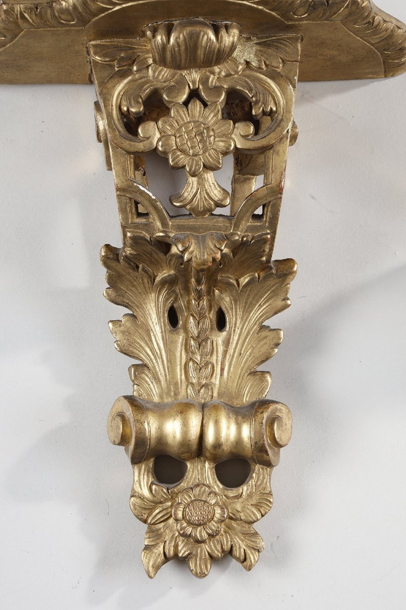 Paire de petites consoles d'applique en bois doré  d'époque Regence-photo-5