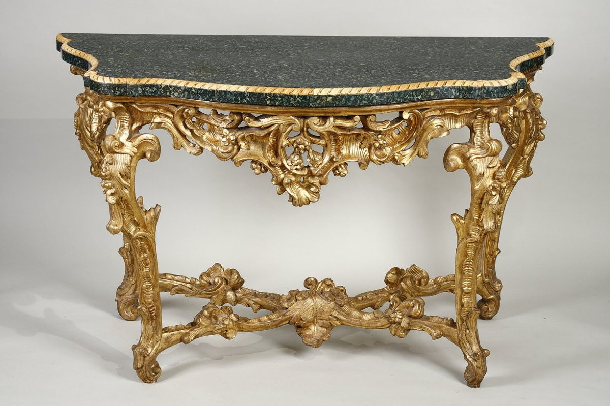 Rare Pair Of Italian Console Tables Greek Porphyry Top-photo-2