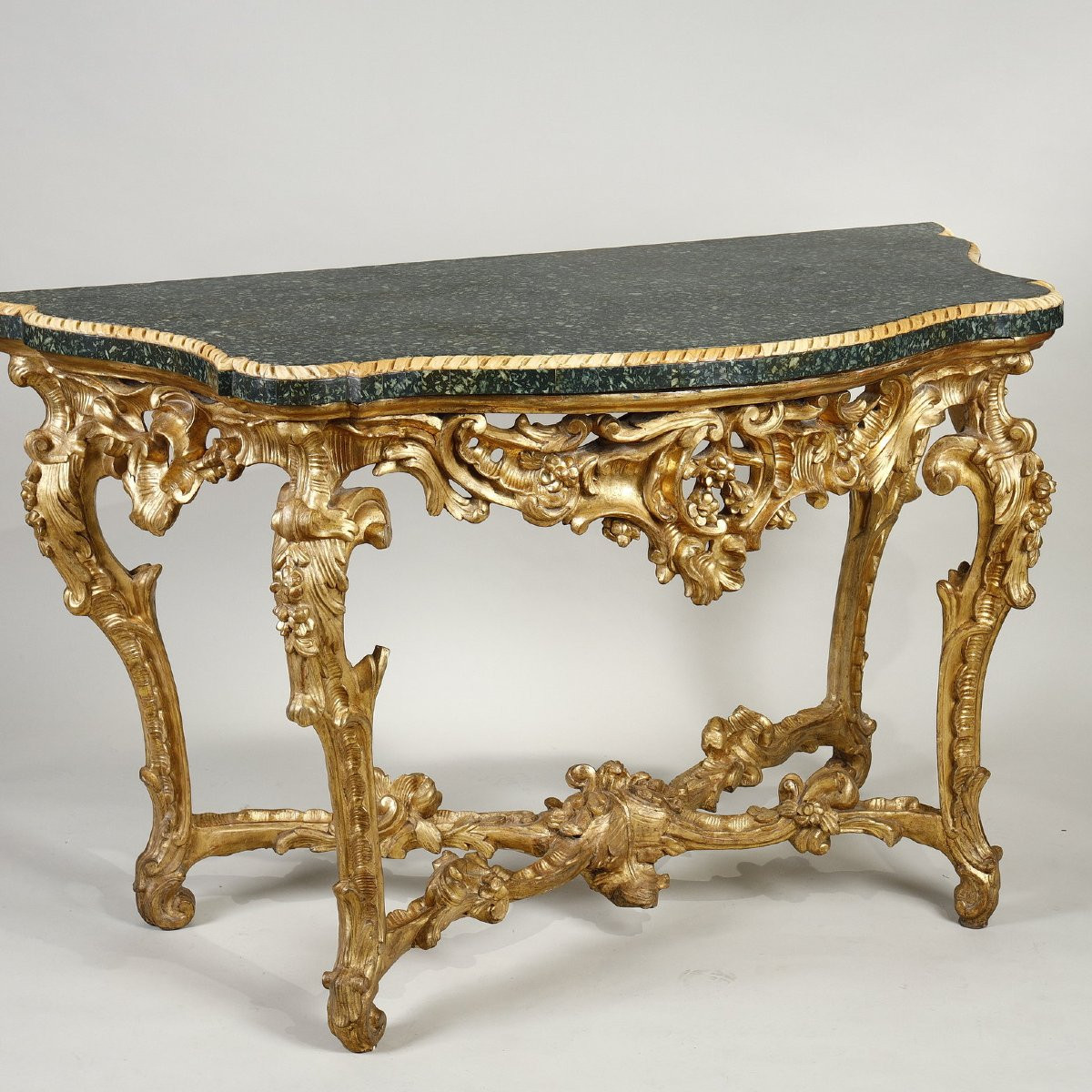 Rare Pair Of Italian Console Tables Greek Porphyry Top-photo-8