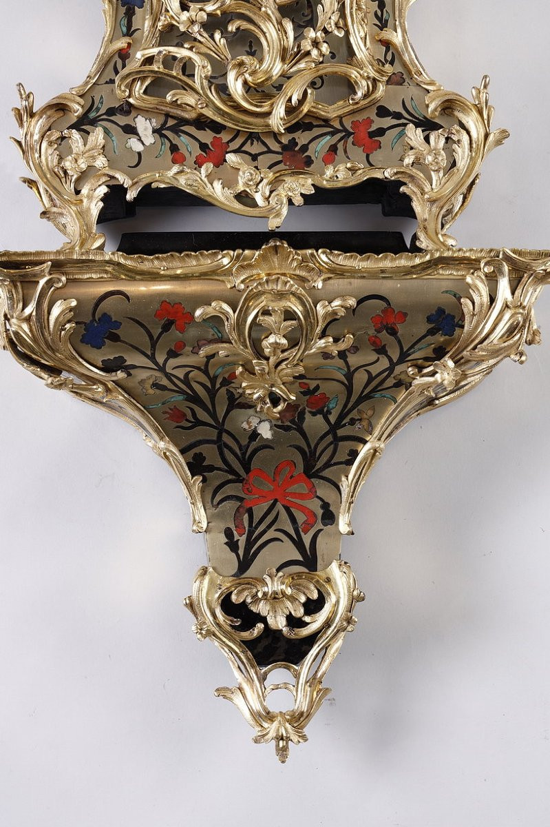 Large Louis XV Boulle Five-colored Cartel Clock By Joffroy In Besançon-photo-3