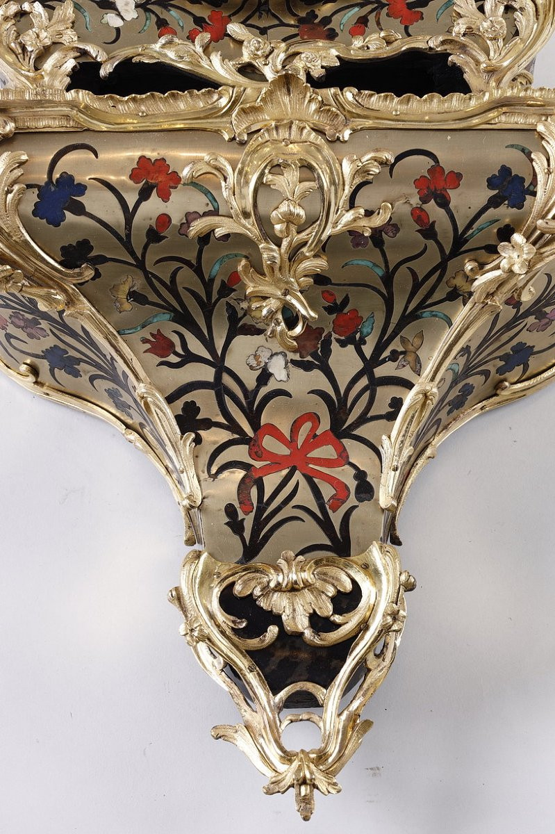 Large Louis XV Boulle Five-colored Cartel Clock By Joffroy In Besançon-photo-1
