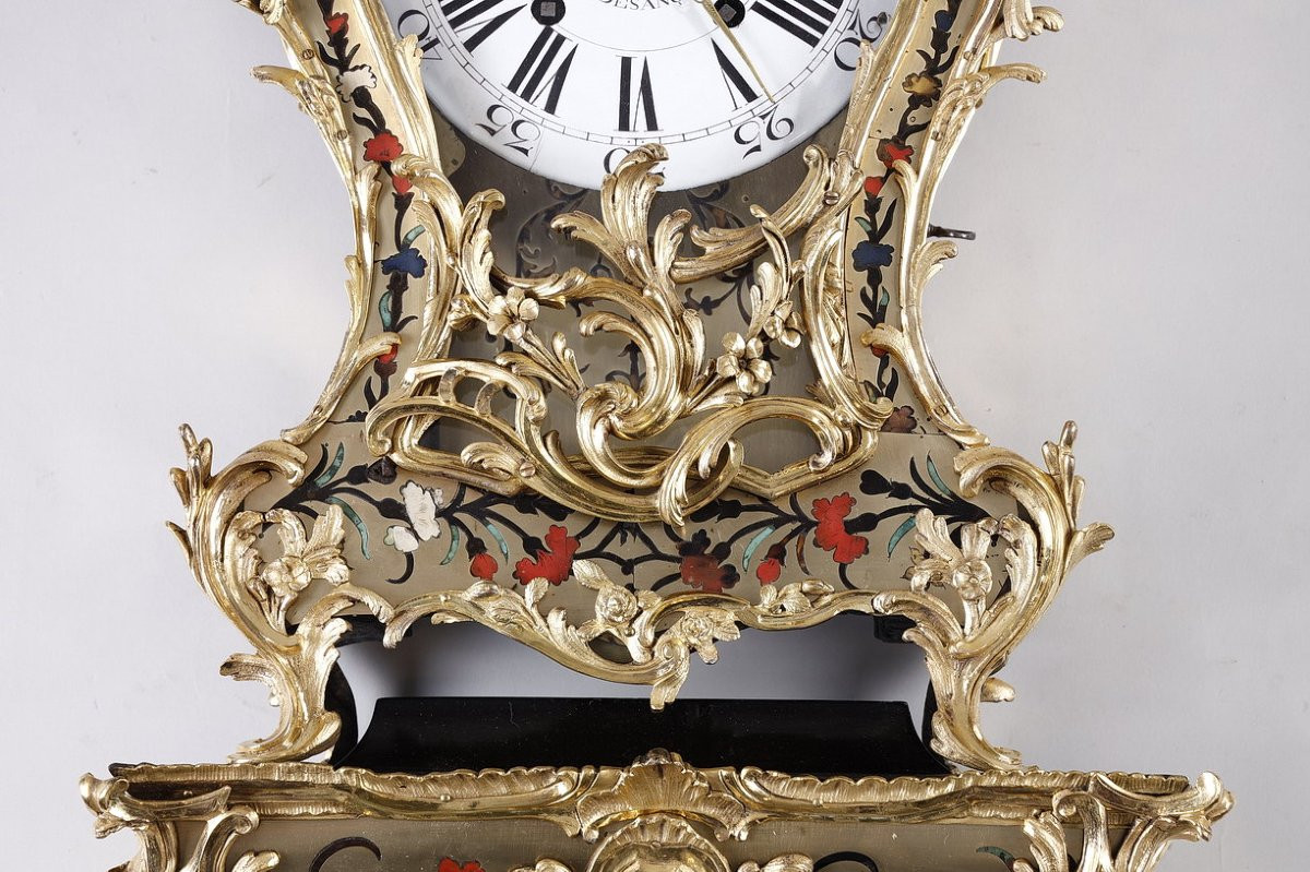 Large Louis XV Boulle Five-colored Cartel Clock By Joffroy In Besançon-photo-4