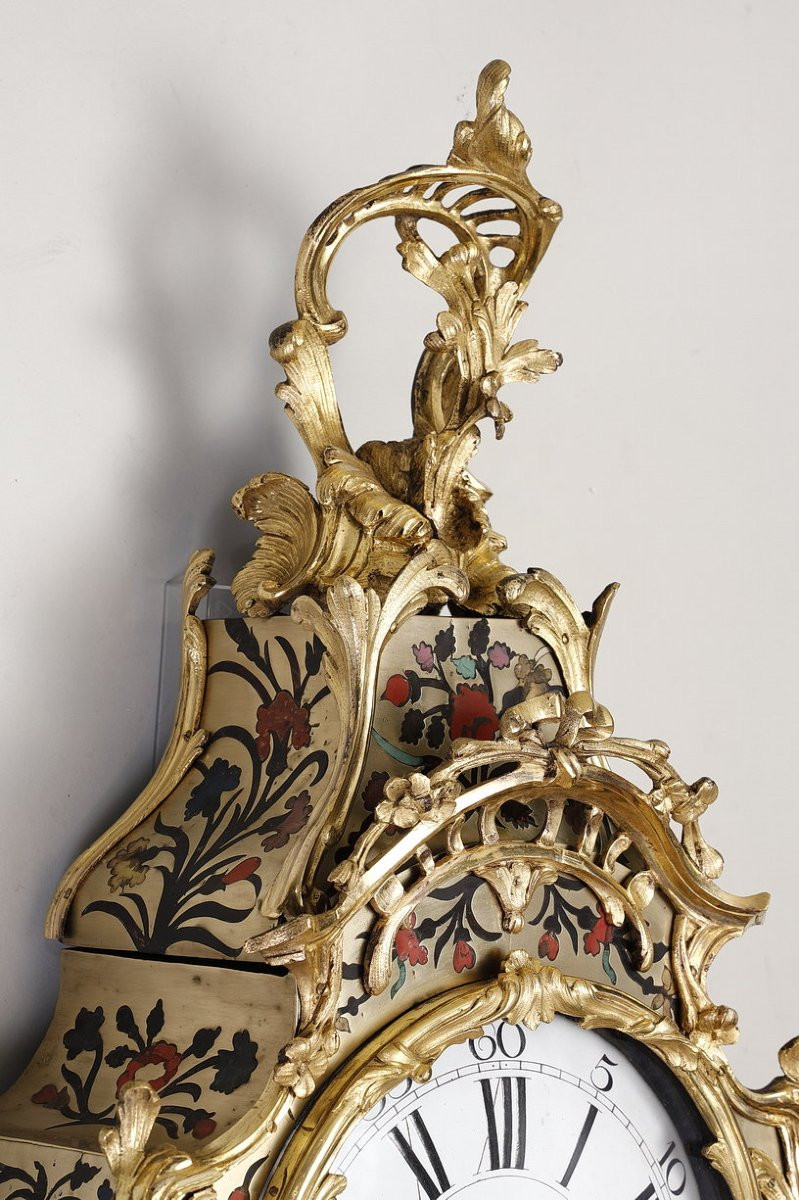 Large Louis XV Boulle Five-colored Cartel Clock By Joffroy In Besançon-photo-5