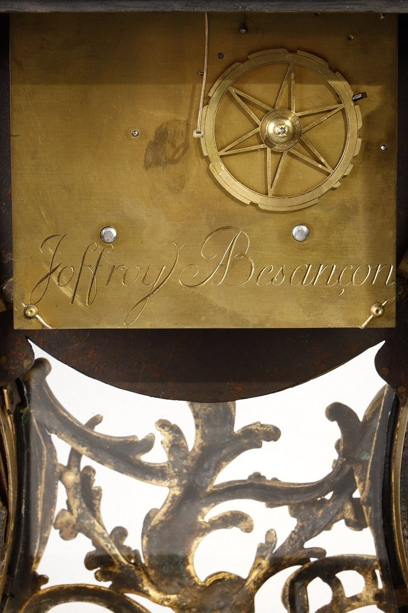 Large Louis XV Boulle Five-colored Cartel Clock By Joffroy In Besançon-photo-7
