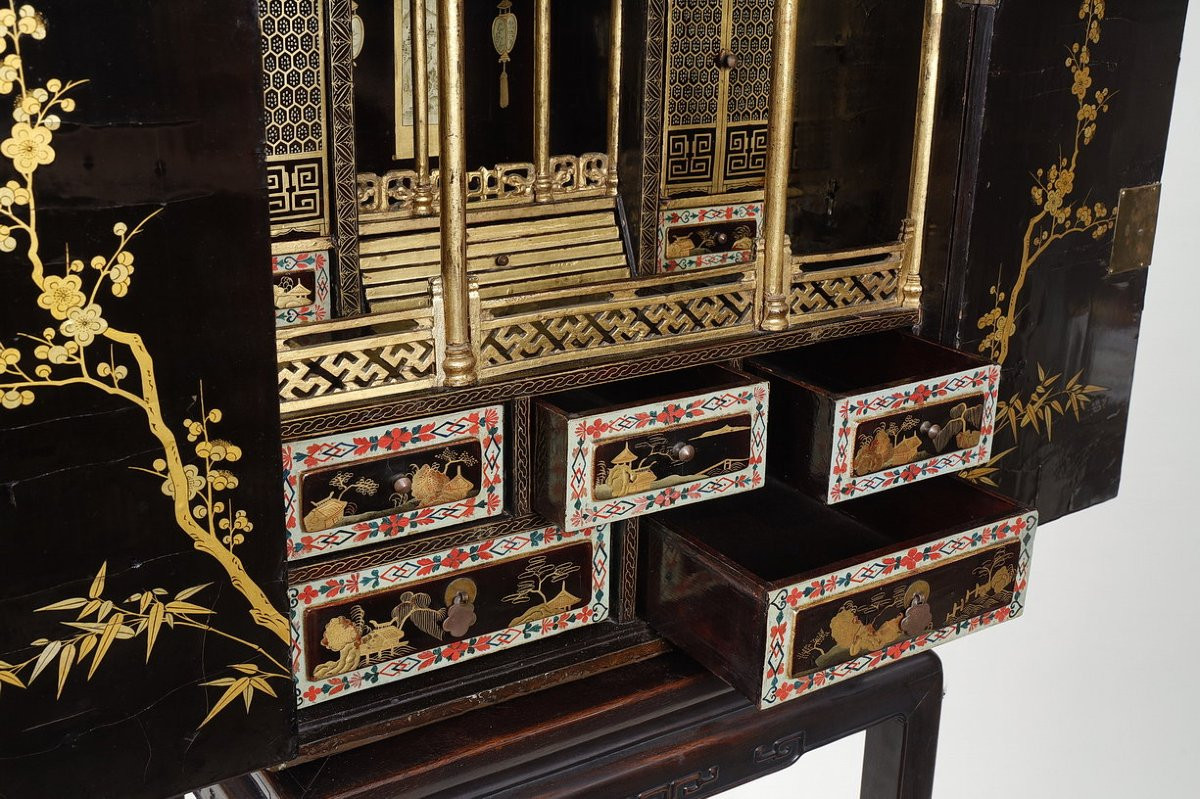 Petit cabinet Edo d'époque XVIIIe siècle-photo-6