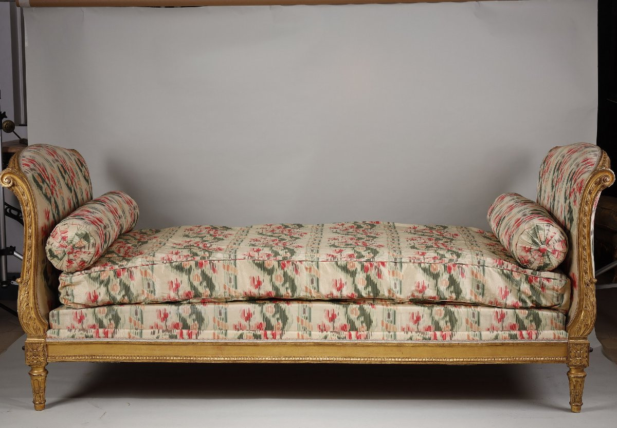  Lit De Repos En Bois Doré Estampillé Heurtaut-photo-8