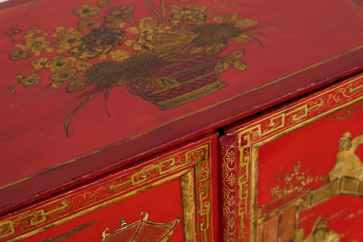 Chinese Lacquer Cabinet, 18th Century-photo-4