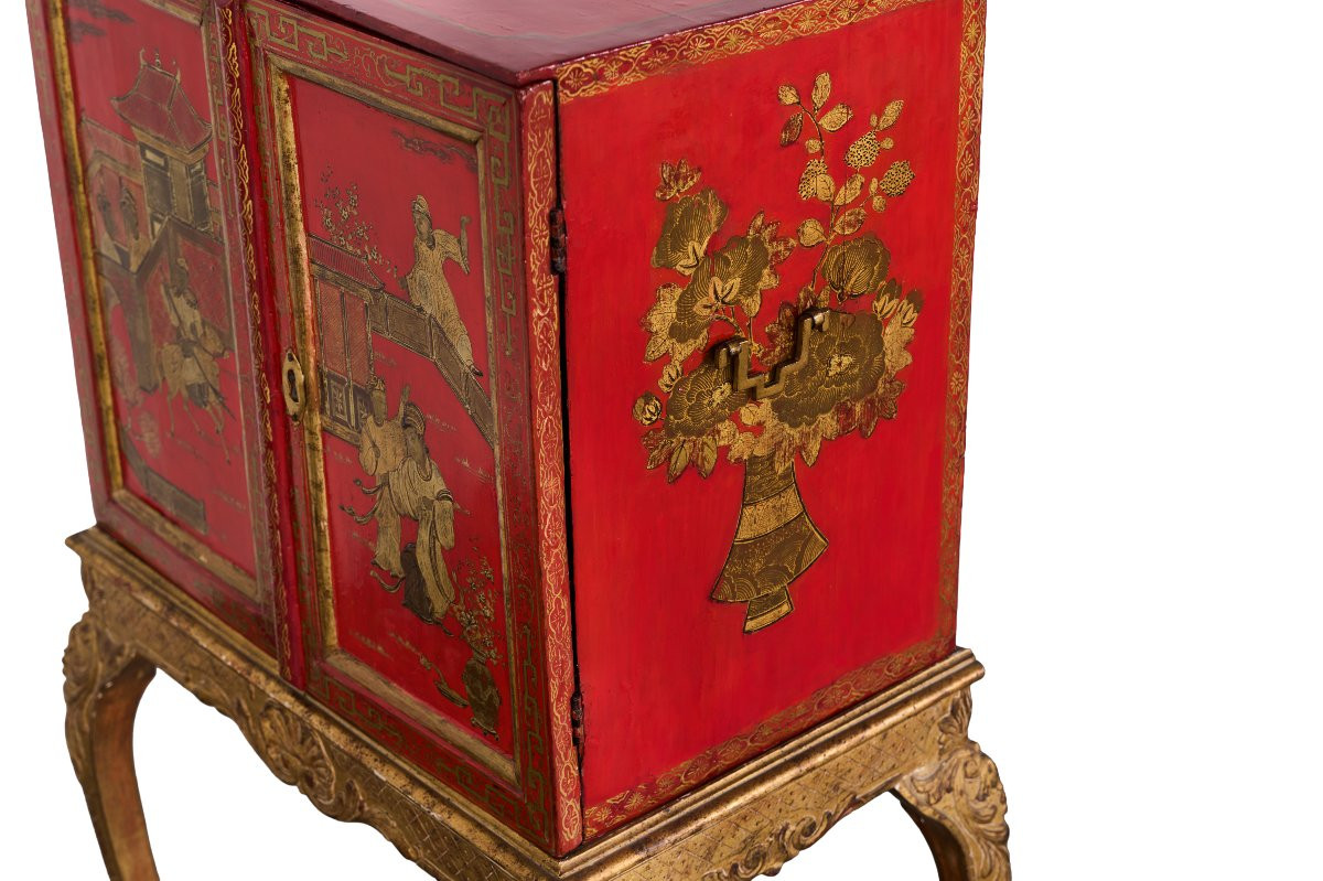Chinese Lacquer Cabinet, 18th Century-photo-5