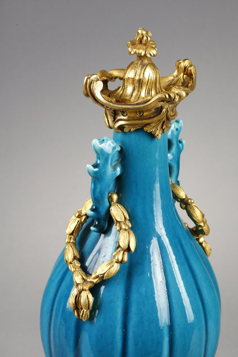Blue Chinese Porcelain Vase, Early 19th Century-photo-3