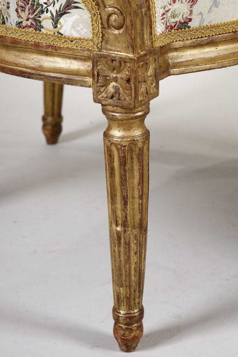 Salon d'époque Louis XVI en bois doré, attribué à Jean-Baptiste Sené-photo-8