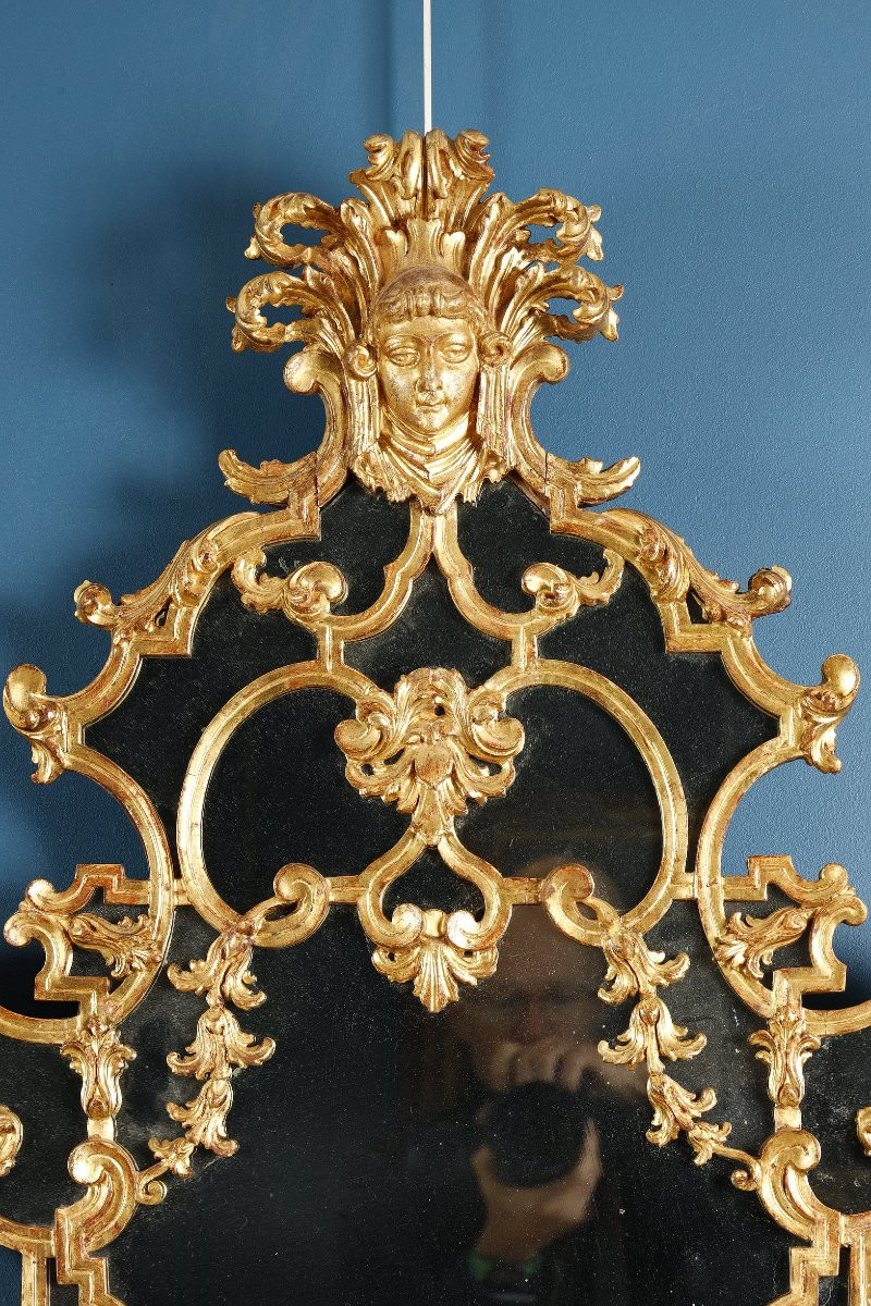 Pair Of Mirrors With Gilded Wood, Northern Italy, 18th Century-photo-2