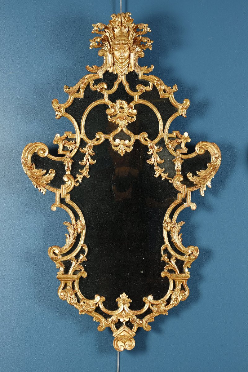 Pair Of Mirrors With Gilded Wood, Northern Italy, 18th Century-photo-1