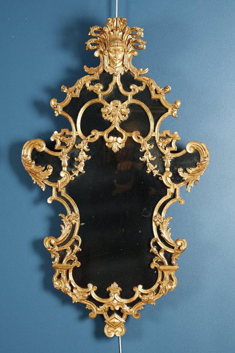 Pair Of Mirrors With Gilded Wood, Northern Italy, 18th Century-photo-2